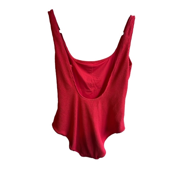 Aerie Crinkle Scoop Full Coverage One Piece Swimsuit orange red size XL beach - Picture 2 of 7